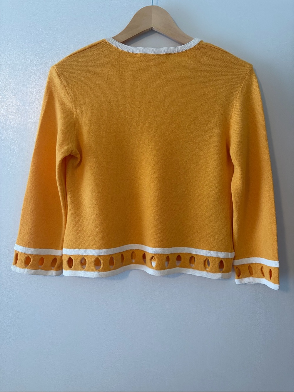 St. John Sport by Marie Gray Size S Golden Yellow Santana Knit Sweater Cutouts - Picture 8 of 8